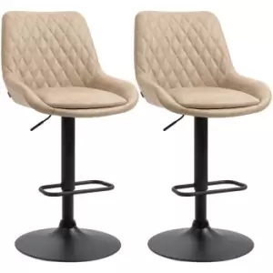 Image of HOMCOM Bar Stools Set of 2, Adjustable Bar Chairs 360° Swivel for Kitchen Khaki - Light Khaki