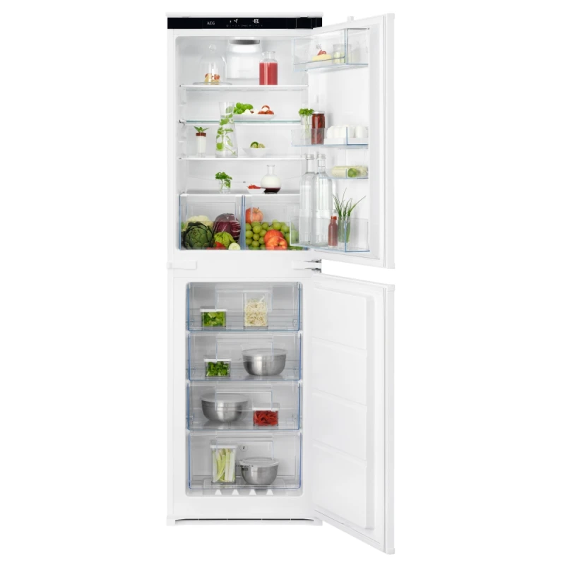Image of AEG 6000 TwinTech OSC6T185ES 177cm High Integrated Frost Free Fridge Freezer with Sliding Door Fixing Kit - White - E Rated