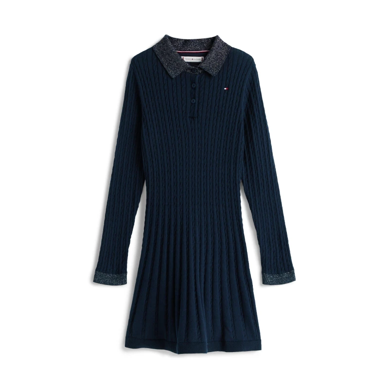 Image of Tommy Hilfiger Kids Cable Sweater Jumper Dress Dark Night Navy female 8Y