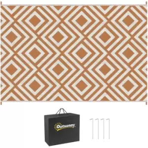 Image of Outsunny - Reversible Waterproof Outdoor Rug w/ Carry Bag, 182 x 274 cm, Brown - Brown