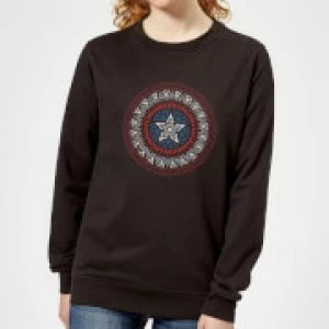 Image of Marvel Captain America Oriental Shield Womens Sweatshirt - Black