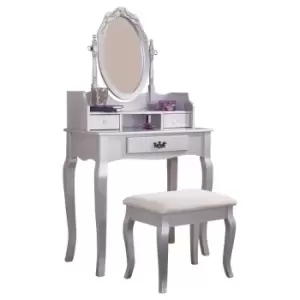 Image of Lumberton Dressing Table And Stool Set Silver