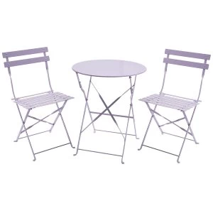 Image of Charles Bentley Folding Metal Bistro Set - Lilac