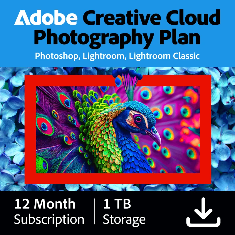 Image of Adobe Creative Cloud Photography Plan 1TB for Mac, PC, smartphone and tablet, for 1 User - Annual Renewable Subscription, 12 Months Included