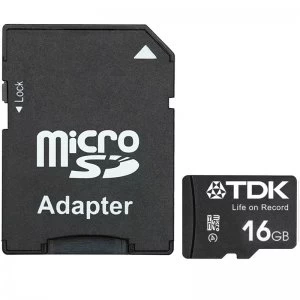Image of TDK 16GB Micro SD Card SDHC + Adapter - 30MB/s - FFP