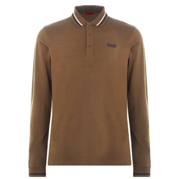 Image of Hugo Boss Donal 194 Long Sleeve Polo Shirt Dark Green Size L Men