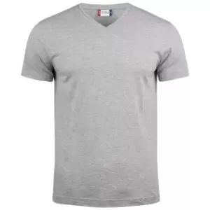 Image of Clique Unisex Adult Melange V Neck T-Shirt (S) (Grey Melange)