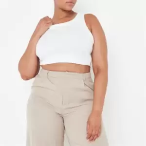 Image of Missguided Plus Size Rib Crop Top - White