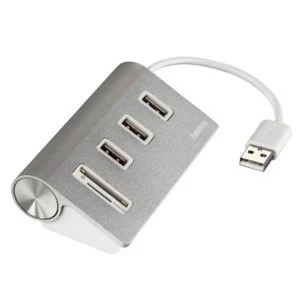 Image of Hama USB 2.0 Hub / "Aluminium" Card Reader