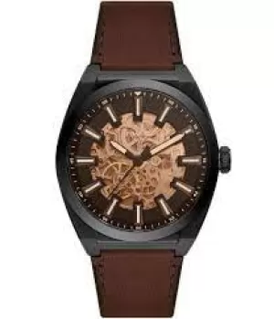 Image of Fossil Men Everett Automatic Dark Brown Eco Leather Watch