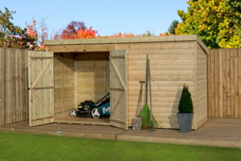 Image of Empire Sheds Empire 4000 Pent 10X4 Pressure Treated Tongue And Groove Wooden Garden Shed Double Door Left (10' X 4' / 10ft X 4ft) (10X4)