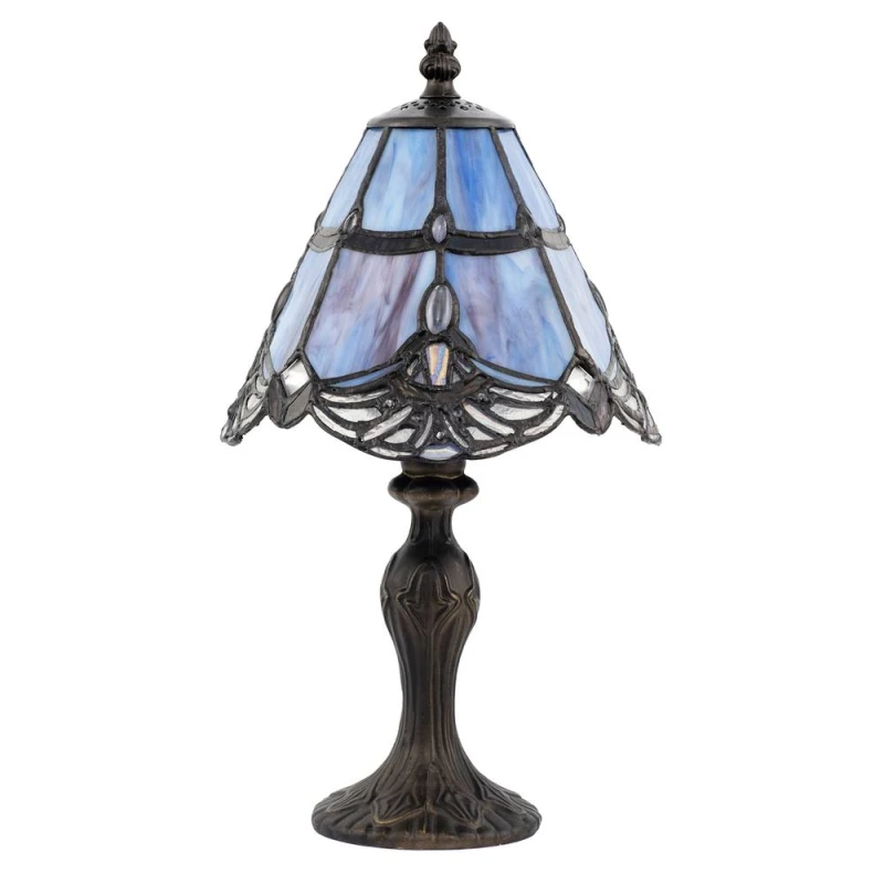 Image of Happy Homewares Quirky & Petite Coloured Stained Glass Tiffany Lamp with Clear Beads in Purple Purple Unisex