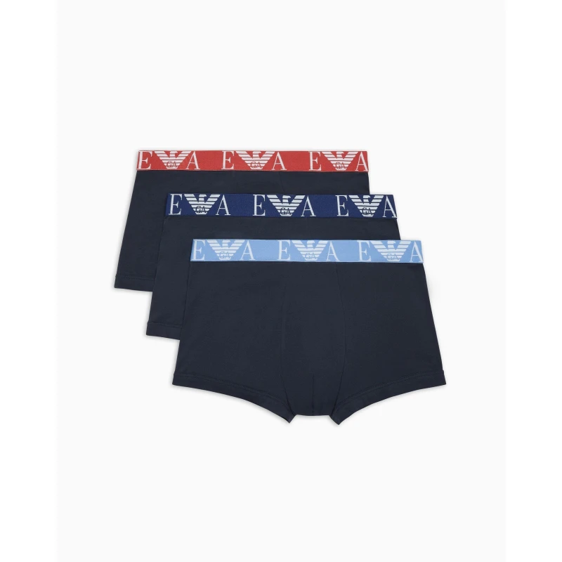 Image of Emporio Armani 3 Pack Trunks Marine/Marine/Marine M