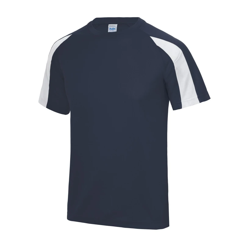 Image of AWDis Just Cool Contrast Plain Sports T-Shirt in Navy Size: 12-13 Years Navy Unisex 12-13 Years