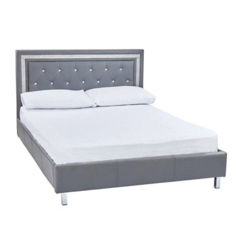 Image of LPD Crystalle 5ft King Size Grey Faux Leather Bed Frame