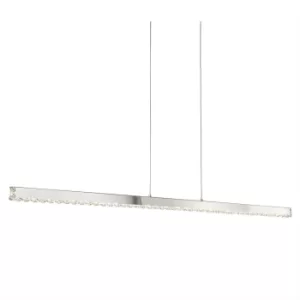 Image of Clover Integrated LED Ceiling Pendant Light Straight Bar Chrome with Glass Crystals