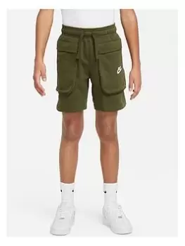 Image of Nike Older Boys Nsw Club + Hbr Short Ft, Green, Size S=8-10 Years