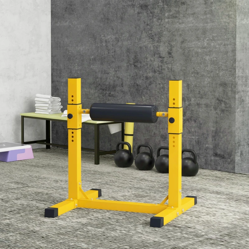 Image of SPORTNOW Bulgarian Split Squat Stand, 12-Level Leg Training Machine, Yellow, Yellow A91-297V00YL