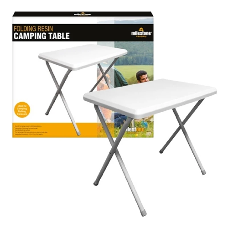 Image of Milestone Resin Camping Foldaway Table-White
