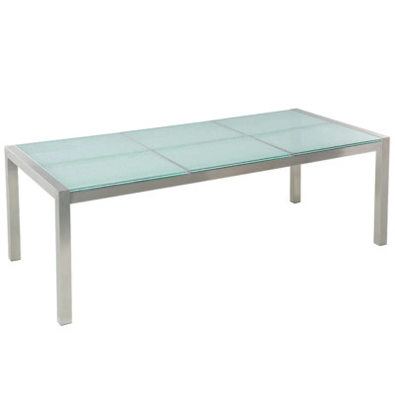 Image of Beliani Garden Dining Table Grosseto 220 Cm 100 Cm Cracked Glass Transparent