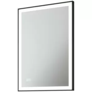 Image of Loops - 500 x 700mm IP44 matt Black LED Bathroom Mirror & Demister Tunable White Border