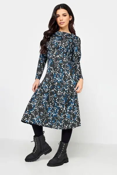 Image of PixieGirl Petite Spot Print Midi Dress Blue