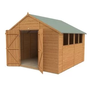 Image of Forest Garden Delamere Range 10X10 Apex Dip Treated Shiplap Golden Brown Shed With Floor