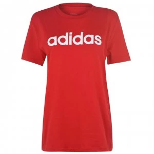 Image of adidas Womens Essentials Linear T-Shirt Loose - Red