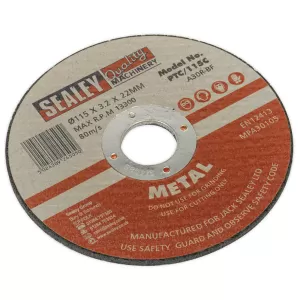 Image of Genuine SEALEY PTC/115C Cutting Disc Ø115 x 3mm 22mm Bore