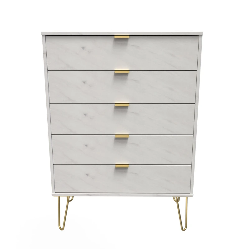 Image of Fuji 5 Drawer Chest In Marble (Ready Assembled)