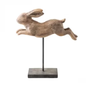 Image of Leaping Rabbit on Stand Small Brown 24cm