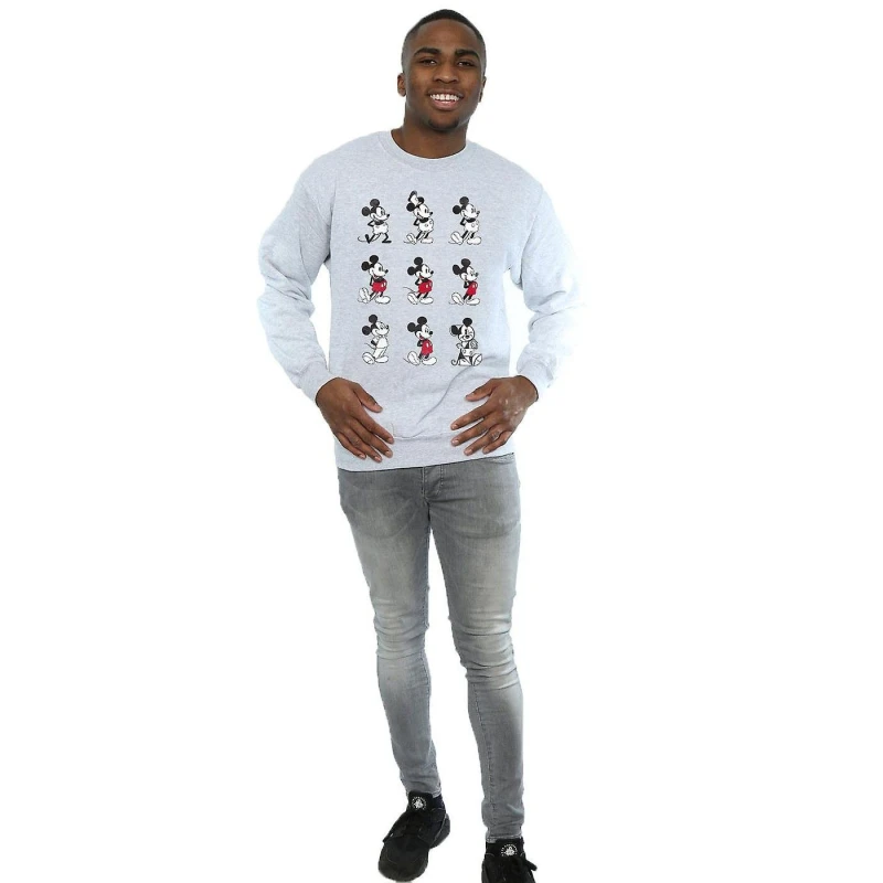 Image of Disney Men Mickey Mouse Evolution Sweatshirt in Grey Size: Small Grey S Male 5063377485349