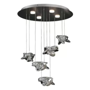 Image of Suspension Nido Chrome polished 5 bulbs 80cm