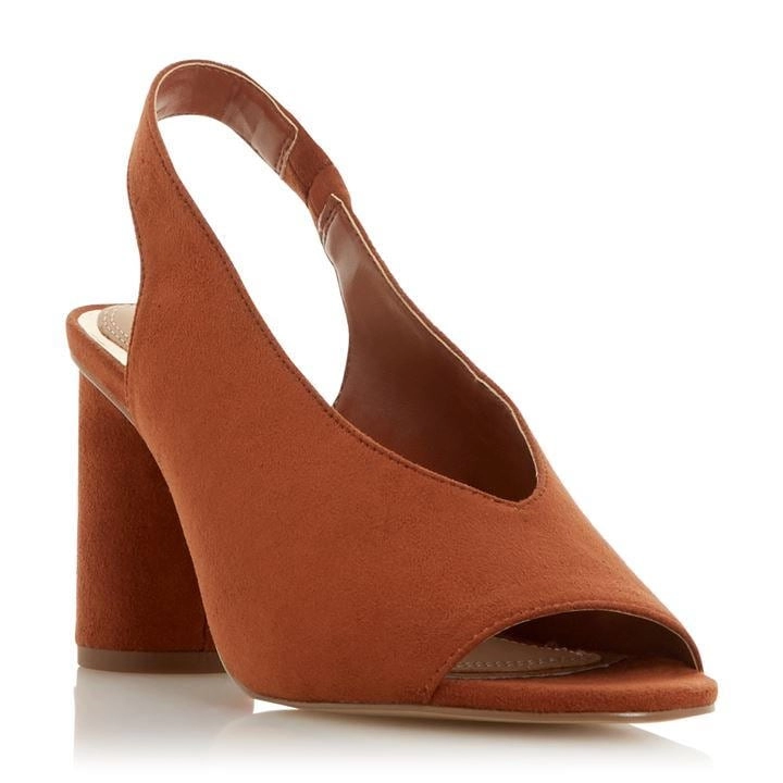 Image of Head Over Heels by Dune Tan 'Jae' High Block Heel Slingbacks - 5 - dark tan
