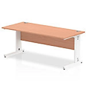Image of Impulse 1800/800 Rectangle White Cable Managed Leg Desk Beech