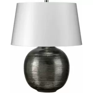 Image of Table Lamp Textured Silver Glaze Silver Fabric Shade Finial Silver LED E27 60W