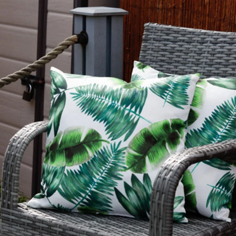 Image of Streetwize Outdoor Botanical Palm Print Scatter Cushions - Green Green One Size