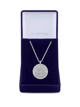 Image of Jon Richard Silver Plated Cubic Zirconia Micro Pave Disk Pendant Necklace - Gift Boxed