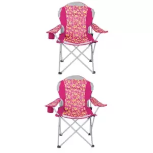 Image of Folding Padded Beach Chair For Camping, Fishing Or Beach Pink