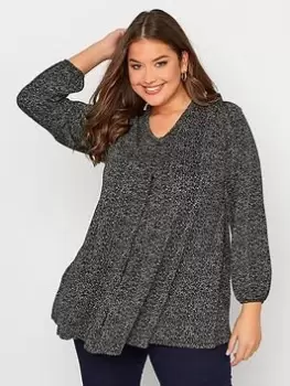 Image of Yours V Pleat Long Sleeve Top - Black, Size 18, Women