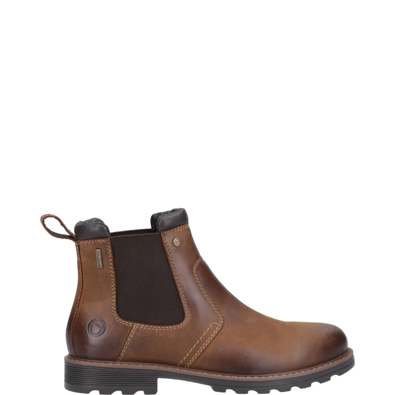 Image of Cotswold Mens Leafield Pull On Waterproof Chelsea Ankle Boots - UK 6 Brown male GDE2807TAN6