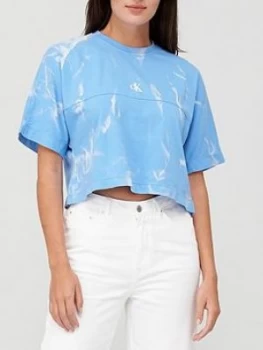Image of Calvin Klein Jeans Lava Dye Cropped Tee - Blue