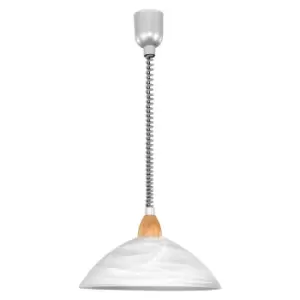Image of Pendant Light Silver Satin Nickel Beech Shade White Glass Alabaster E27 1x60W