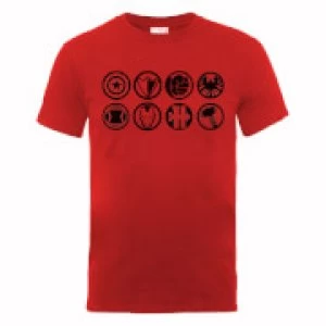 Image of Marvel Avengers Assemble Team Icons T-Shirt - Red - M