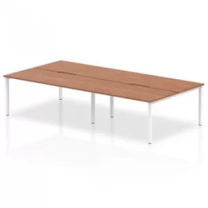 Image of B2B White Frame Bench Desk 1600 Walnut (4 Pod)