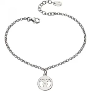 Image of Childrens D For Diamond Sterling Silver Footprint Charm Bracelet