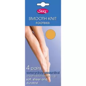 Image of Silky Womens/Ladies Smooth Knit Footsie (4 Pairs) (One Size (UK Shoe 3-8)) (Natural)
