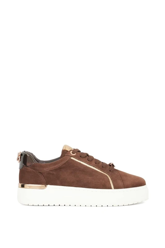 Image of Dune London Womens 'Emmelino' Suede Trainers in Brown Size: 4 Brown Female 4