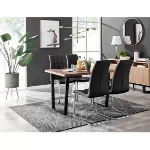 Image of Furniture Box Kylo Brown Wood Effect Dining Table and 4 Black Murano Chairs