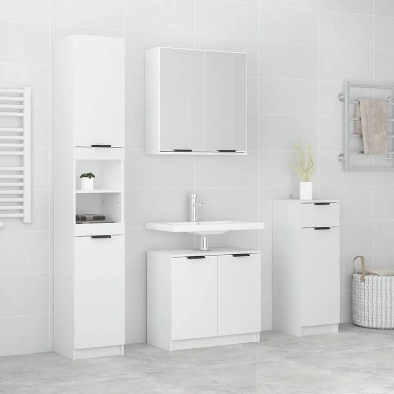 Image of VIDAXL 4 Piece Bathroom Cabinet Set White Engineered Wood Vidaxl 8720287123446
